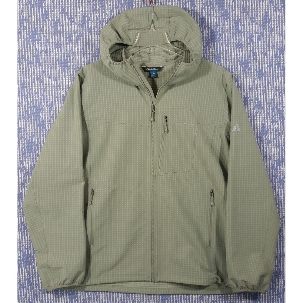 Eddie Bauer Jacket Mens 2XL Waffle Knit Hooded Full Zip Hiking First Ascent